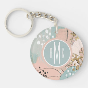 Monogram   Blush & Gold I Key Ring