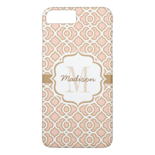 Monogram Blush Pink and Gold Quatrefoil Case-Mate iPhone Case