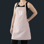 Monogram blush pink custom initial minimalist apron<br><div class="desc">Monogram blush pink white custom initial minimalist Apron.

Great for cooks,  chefs,  pottery,  ceramics,  crafts,  work,  kitchen,  baking,  bbq,  grill,  and also businesses and stores,  etc</div>