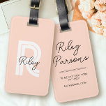 Monogram Blush Pink Cute Girly Chic Retro Stylish Luggage Tag<br><div class="desc">Monogram Blush Pink Cute Girly Chic Retro Stylish Luggage Tag</div>