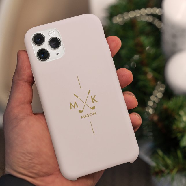 Monogram Blush Pink | Elegant Gold Golf Club-logo Case-Mate iPhone Case (Creator Uploaded)
