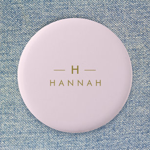 Monogram Blush Pink   Elegant Gold Minimalist 6 Cm Round Badge