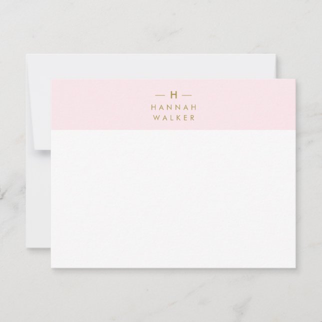 Monogram Blush Pink | Elegant Gold Minimalist Card (Front)