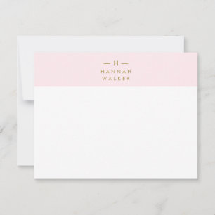 Monogram Blush Pink Elegant Gold Minimalist Card