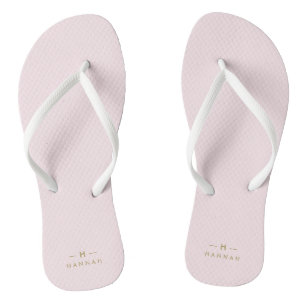 Monogram Blush Pink Elegant Gold Minimalist Jandals
