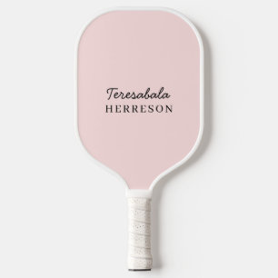 Monogram Blush Pink   Feminine Minimalist Style Pickleball Paddle