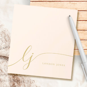 Monogram Blush Pink Gold Modern Minimal Feminine Notepad