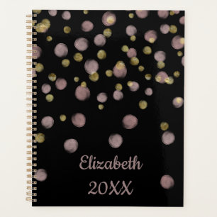 Monogram Blush Pink Gold Overlay on Black Planner