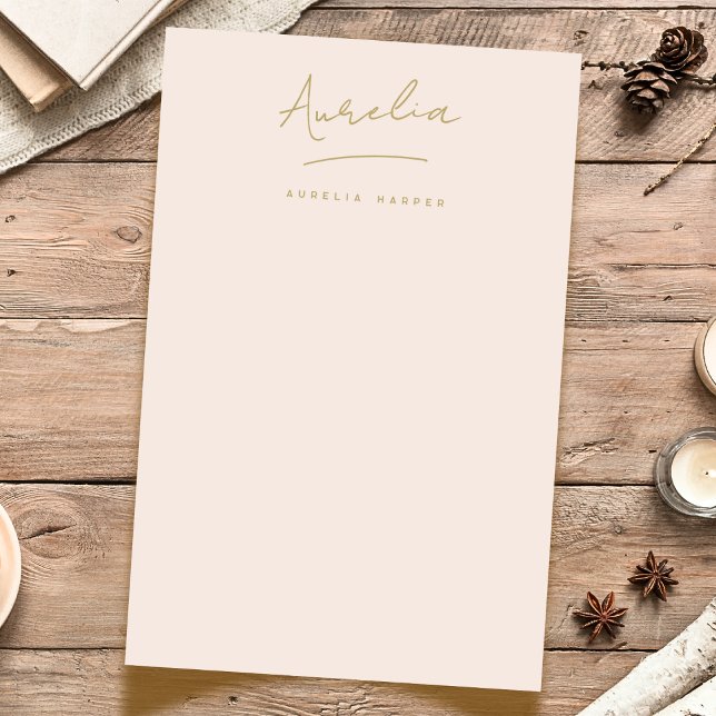 Monogram | Blush Pink Gold Simple Personalised Stationery (Creator Uploaded)