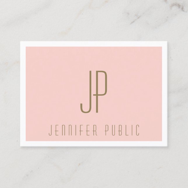 Monogram Blush Pink Gold Text Modern Template Business Card (Front)