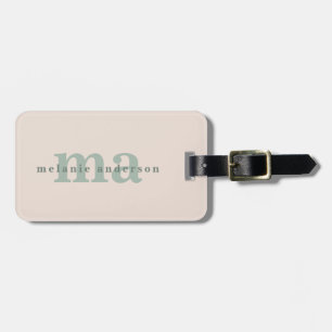 Monogram Blush Pink Minimalist Modern Simple Name Luggage Tag