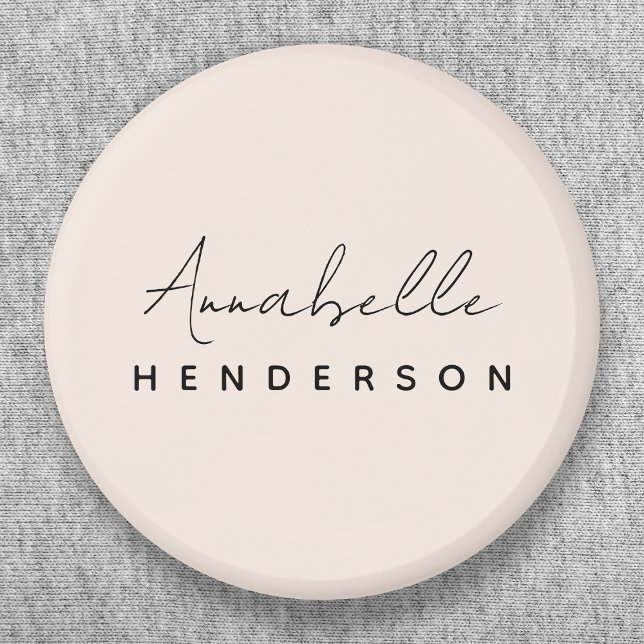 Monogram Blush Pink | Modern Minimalist Feminine 6 Cm Round Badge (Creator Uploaded)
