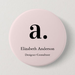 Monogram Blush Pink Modern Minimalist Feminine 7.5 Cm Round Badge