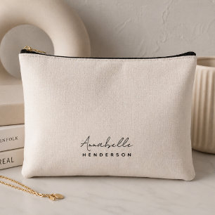 Monogram Blush Pink   Modern Minimalist Feminine Accessory Pouch