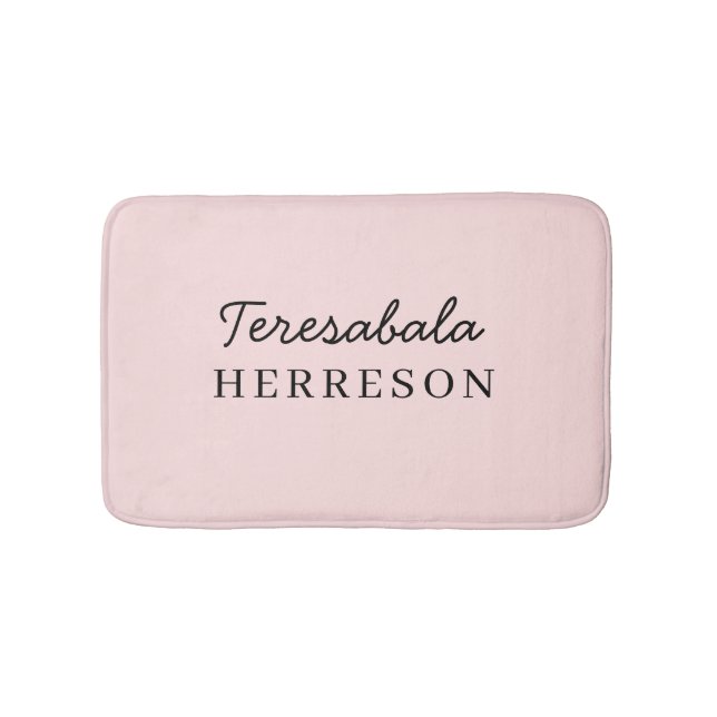 Monogram Blush Pink Modern Minimalist Feminine Bath Mat (Front)