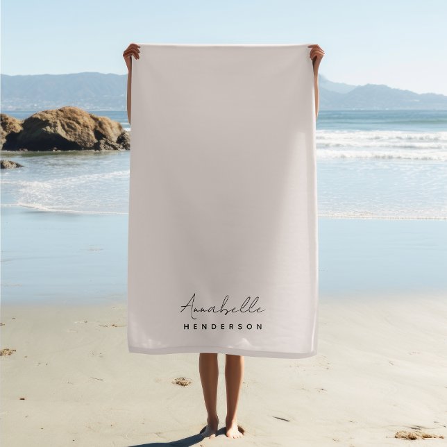 Monogram Blush Pink | Modern Minimalist Feminine Beach Towel (Creator Uploaded)
