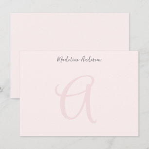 Monogram Blush Pink Modern Minimalist Feminine Card