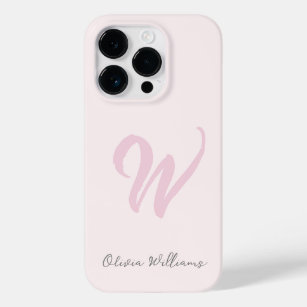 Monogram Blush Pink Modern Minimalist Feminine Case-Mate iPhone 14 Pro Case