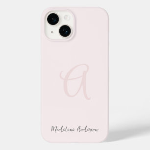 Monogram Blush Pink Modern Minimalist Feminine Case-Mate iPhone 14 Case