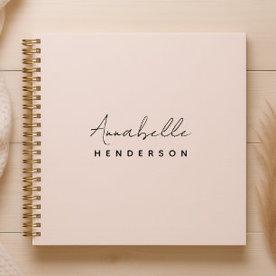 Monogram Blush Pink   Modern Minimalist Feminine Notebook