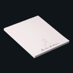 Monogram Blush Pink | Modern Minimalist Feminine Notepad<br><div class="desc">A simple stylish custom monogram design with a modern minimalist handwritten script typography in black on an elegant blush pink background. The monogram name can easily be  personalised. The perfectly personal back to school gift gift for teacher or accessory for any occasion!</div>