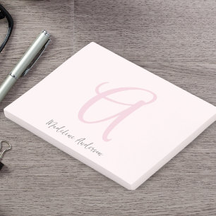 Monogram Blush Pink Modern Minimalist Feminine Post-it Notes