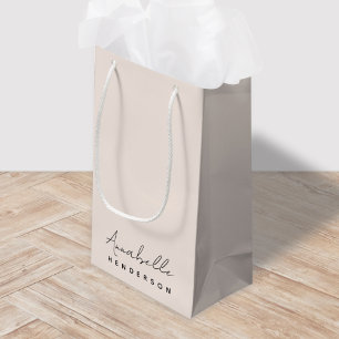 Monogram Blush Pink   Modern Minimalist Feminine Small Gift Bag
