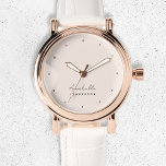 Monogram Blush Pink | Modern Minimalist Feminine Watch<br><div class="desc">A simple stylish custom monogram design with a modern minimalist handwritten script typography paired with a block typography in black on an elegant pastel blush pink background. The monogram name can easily be personalised to make a design as unique as you are! The perfectly personal gift or accessory for any...</div>