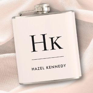 Monogram Blush Pink Personalised Bachelorette Hip Flask