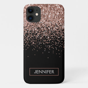 Monogram Blush Pink Rose Gold Glitter & Sparkle Case-Mate iPhone Case