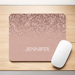 Monogram Blush Pink Rose Gold Glitter & Sparkle Mouse Pad<br><div class="desc">Rose Gold - Blush Pink Faux Glitter Sparkle Elegant and Modern Chic Trendy Luxury Monogrammed Mouse Pad. These monogram - add your own name customised mousepad can be updated with your name.</div>