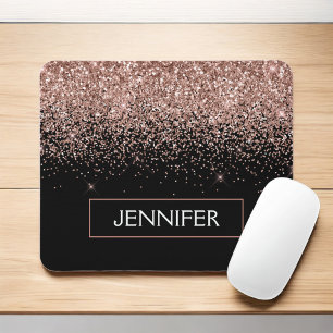 Monogram Blush Pink Rose Gold Glitter & Sparkle Mouse Pad