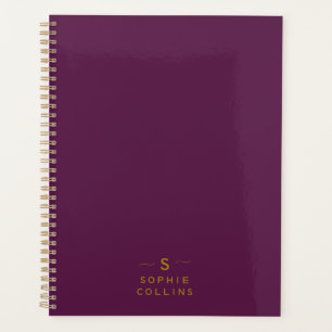 Monogram Blush Purple Gold Minimalist Elegant Name Planner