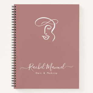 Monogram Blush Rose Makeup Artist Hair Salon Notebook