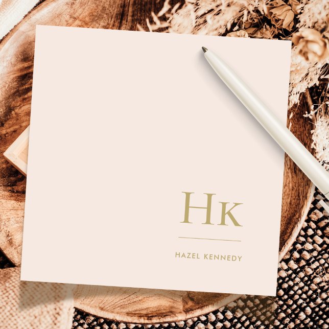 Monogram Blush Simple Feminine Social Notecard (Creator Uploaded)