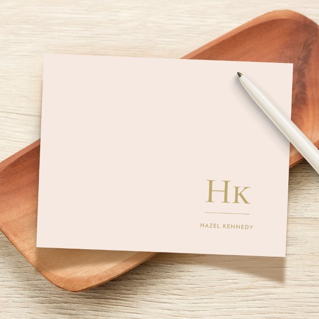 Monogram Blush Simple Feminine Social Notecard (Creator Uploaded)