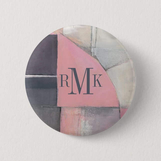 Monogram | Blushing Bride 6 Cm Round Badge (Front)