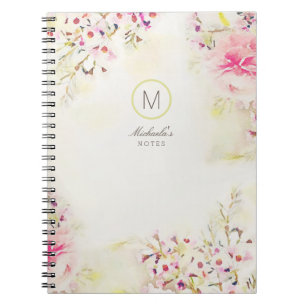 Monogram Bohemian Vintage Watercolor Notebook