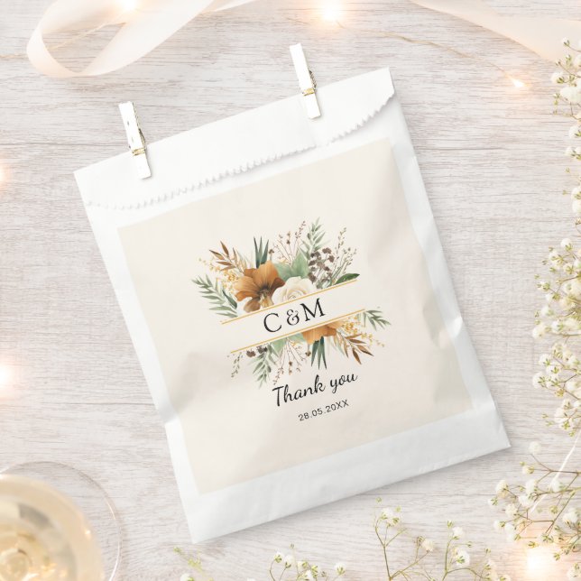 Monogram, boho ,elegant flower boquet favour bags (Clipped)