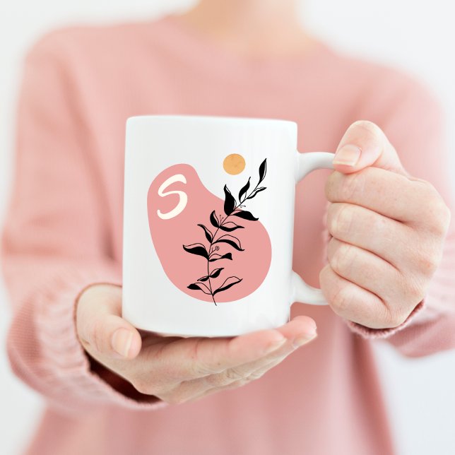 Monogram Boho Eucalyptus With Sun  Coffee Mug (Creator Uploaded)