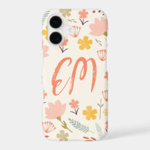 Monogram Boho Flowers iPhone Case