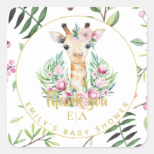 Monogram Boho Giraffe Baby Shower Floral Favour Ta