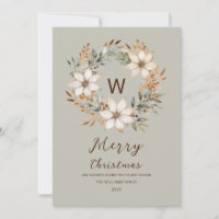 Monogram Boho Natural Winter Wreath Christmas