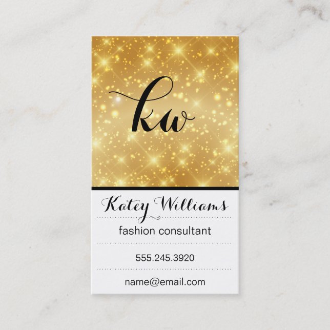 Monogram | Bokeh (Gold) Business Card (Front)