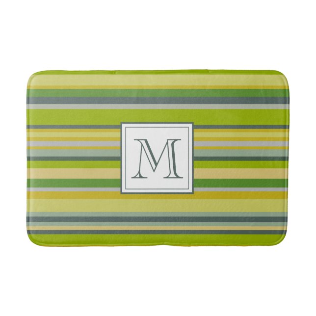 Monogram Bold Bamboo Colours Multi-Stripe Pattern Bath Mat (Front)