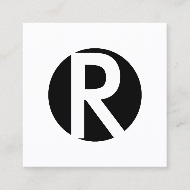 Monogram Bold Initial Black Circle Minimal Square Business Card (Front)