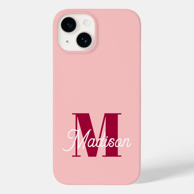 Monogram Bold Pink Personalised Initials Case-Mate iPhone Case (Back)