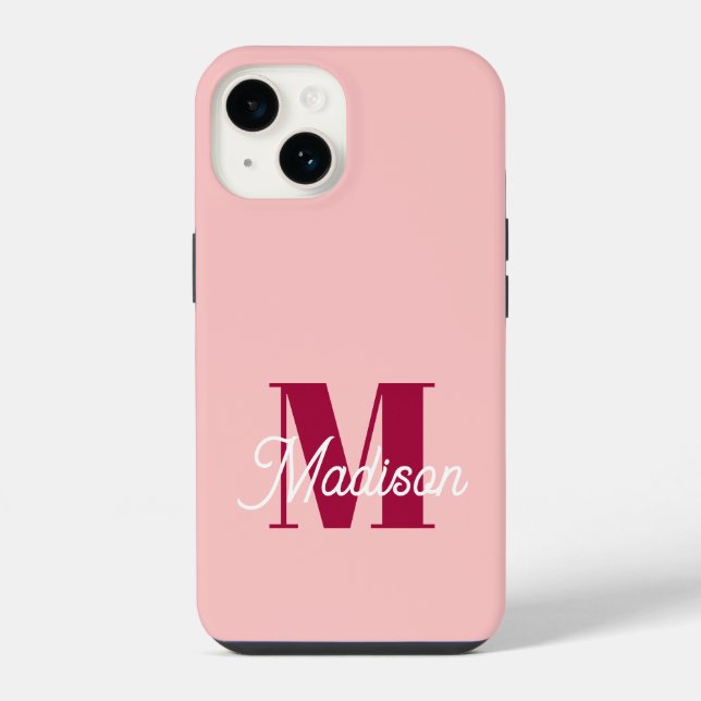 Monogram Bold Pink Personalised Initials iPhone Case (Back)