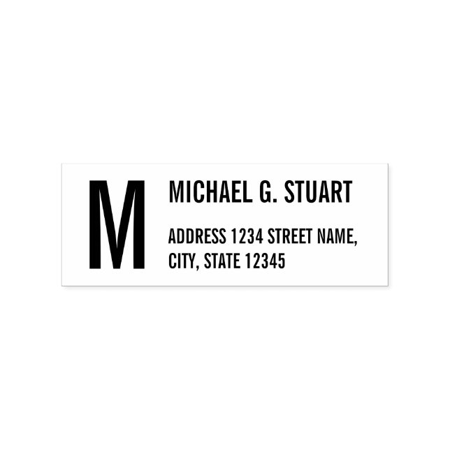 Monogram Bold Text Return Address Rubber Stamp (Imprint)