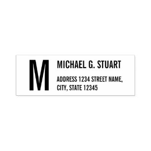 Monogram Bold Text Return Address Self-inking Stamp